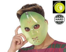 Máscara de Hockey para Halloween Adulto, Fluorescente Glow in the Dark, Color Neón, Accesorio para Disfraz de Terror