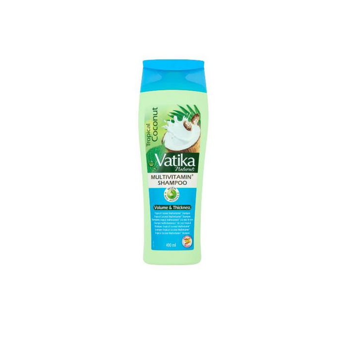 Vatika Shampoo Multavin Colume & Thickness, Champú Voluminizador con Coco, Henna y Ricino, 400ml Vatika Shampoo Multavin Colume & Thickness, Champú Voluminizador con Coco, Henna y Ricino, 400ml