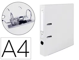 Liderpapel Archivador de Palanca A4 Documenta Forrado PVC con Rado Lomo 52mm Blanco Compresor Metálico