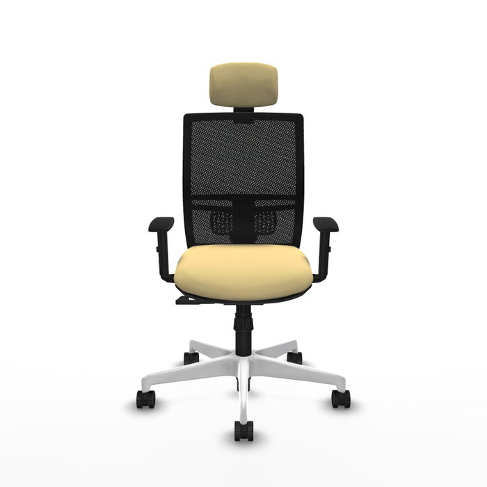 PIQUERAS Y CRESPO Silla de oficina Yunquera con mecanismo Sincro, Crema y Negro