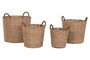 DKD Home Decor Set de 4 Cestas de Fibra Natural con Asas