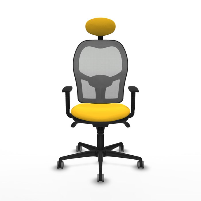 PIQUERAS Y CRESPO Silla de oficina Jorquera con mecanismo Sincro, Similpiel Amarillo y Malla Gris