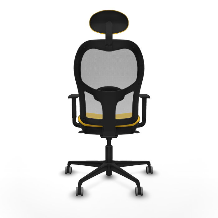 PIQUERAS Y CRESPO Silla de oficina Jorquera con mecanismo Sincro, Similpiel Amarillo y Malla Gris