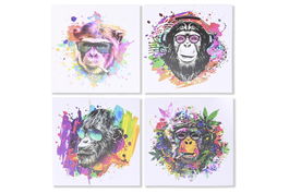 DKD Home Decor Cuadro Lienzo Pino Blanco Multicolor 50 x 50 x 1.8 cm (4 Unidades)