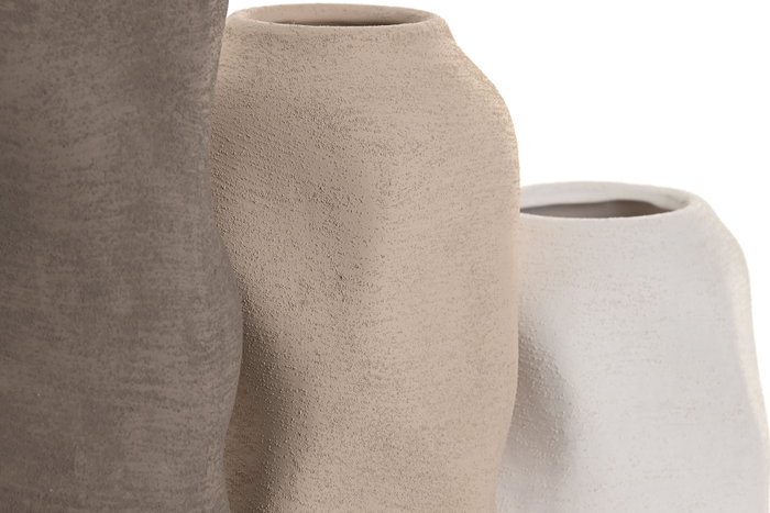 DKD Home Decor Set de 3 Jarrones de Gres Orgánico Rugoso