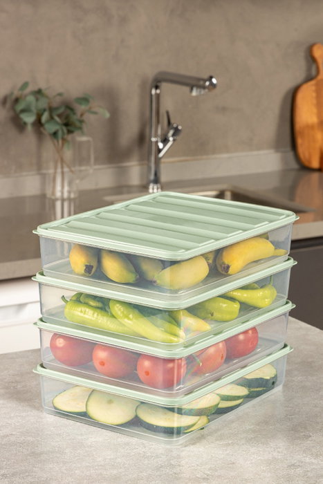 Hermia YYBLLA3,54LU Set de 4 Cajas de Almacenaje de Plástico, Color Menta, 23 x 29.5 x 6.5 cm Hermia YYBLLA3,54LU Set de 4 Cajas de Almacenaje de Plástico, Color Menta, 23 x 29.5 x 6.5 cm