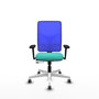 PIQUERAS Y CRESPO Silla de oficina Motilla con mecanismo Sincro/Traslack, Turquesa y Azul