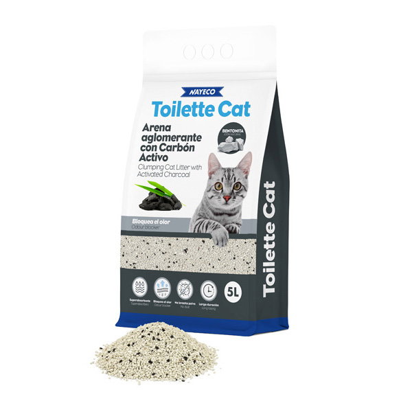 Nayeco Toilette Cat Arena Aglomerante Bentonita con Carbón Activo 5L Nayeco Toilette Cat Arena Aglomerante Bentonita con Carbón Activo 5L