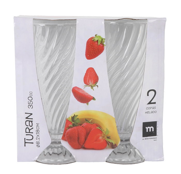 La Mediterranea Set 2 Copas Helado Turan 350 cc ø8.2x18 cm (24 Cajas)
