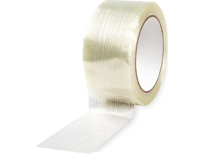 Q-connect Cinta adhesiva monofilamentos transparente 50 m x 50 mm, con refuerzo de fibra de vidrio para embalaje pesado