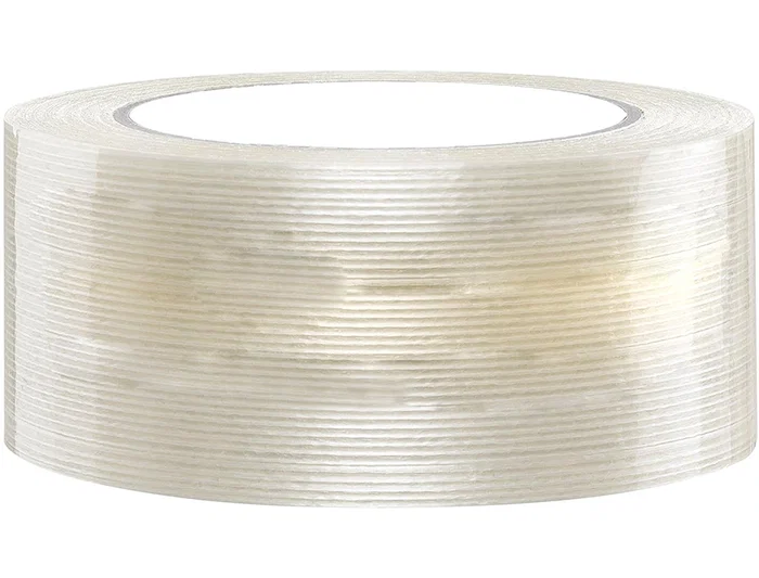 Q-connect Cinta adhesiva monofilamentos transparente 50 m x 50 mm, con refuerzo de fibra de vidrio para embalaje pesado