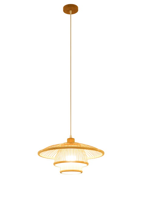 DKD Home Decor Lámpara de Techo Urbana Hecha a Mano de Bambú, Color Natural, para Bombilla E27, 40 x龙x 40 cm