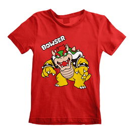 Camiseta de Manga Corta Infantil Super Mario Bowser Text Rojo