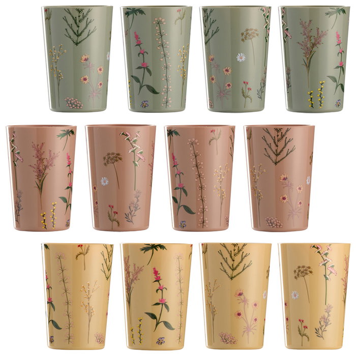 Day Juego de 4 Vasos 350 ml con Ilustraciones de Plantas, Colores Surtidos