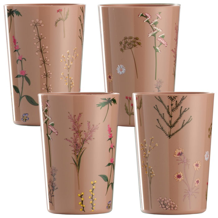 Day Juego de 4 Vasos 350 ml con Ilustraciones de Plantas, Colores Surtidos