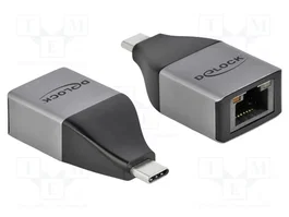 DeLOCK Adaptador USB Type-C a Gigabit LAN 10/100/1000 Mbps Gris