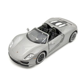 Deqube Porsche 918 Spyder Gris 1:32 Coche a Escala de Metal Pullback D00392 - Juguete de Colección para Niños +3 Años