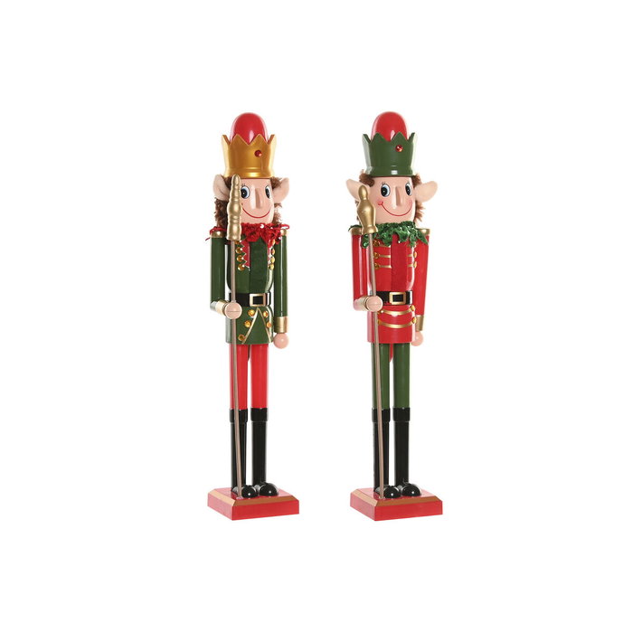 DKD Home Decor Set de 2 Figuras de Elfo Cascanueces Multicolor