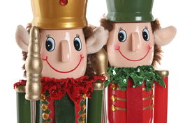 DKD Home Decor Figura Navidad Tradicional Elfo Cascanueces Multicolor Plástico Poliéster 10 x 54 x 11 cm (2 Unidades)