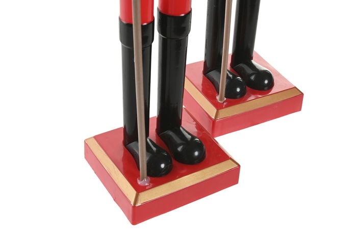 DKD Home Decor Figura Navidad Tradicional Elfo Cascanueces Multicolor Plástico Poliéster 10 x 54 x 11 cm (2 Unidades)