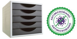 Modulo 5 Cajones Archivo 2000 Antimicrobiano Sanitized Negro