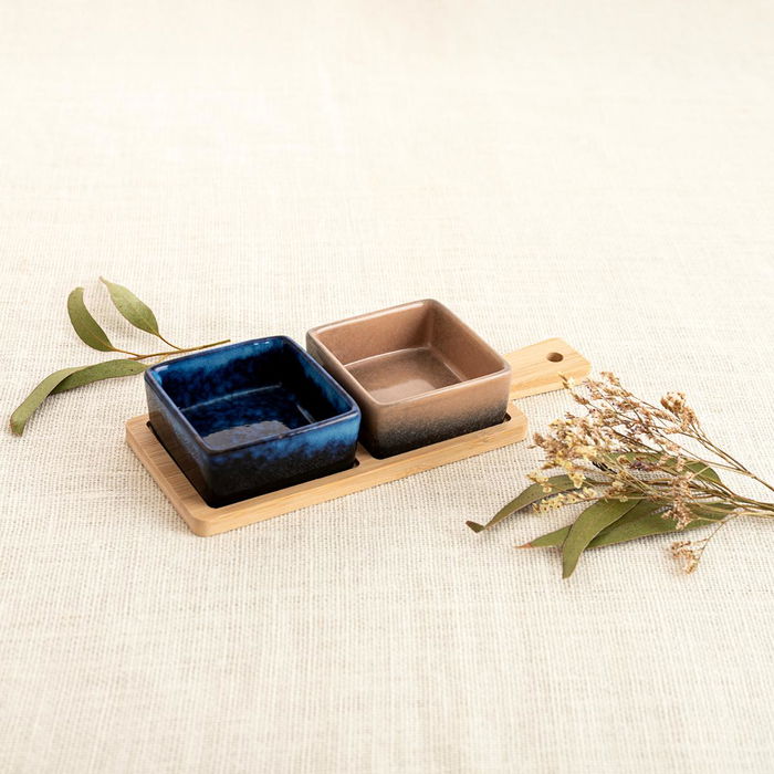 Tabla Aperitivo Bambú Cerámica Moana Bidasoa 25x9,5x4,5 cm
