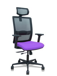 PIQUERAS Y CRESPO Silla Haches con Mecanismo Sincro/Traslack, Malla Negra y Asiento Lila