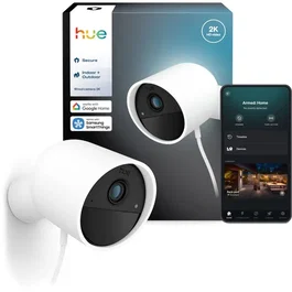 Philips Hue Cámara Inteligente para Exteriores con Cable AACNO06258, Visión Nocturna 2K, Color Blanco