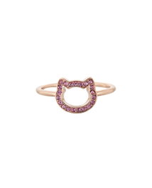 Karl Lagerfeld Anillo Klassic Karl Open Pave Choupette Rosa con Cristales Swarovski Talla 52