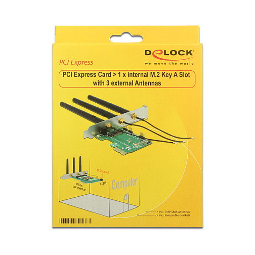 DeLOCK 89568 Tarjeta de expansión PCI Express con ranura M.2 Key A e interfaces inalámbricas
