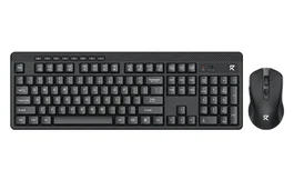 Redragon BS-8418 Teclado y Ratón Inalámbricos, Teclado de Membrana con Teclado Numérico, Disposición QWERTY Polaca, Negro