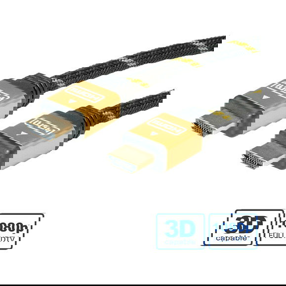 ROLINE GOLD HDMI High Speed con Ethernet Cable 10m, 1920x1080 Pixeles, Conectores Chapados en Oro, Negro - 11.04.5506