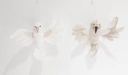 DKD Home Decor Decoración Colgante de Espuma Pájaro Surtido de 2, Blanco y Beige