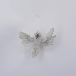 DKD Home Decor Decoracion Colgante Navidad Alpina Blanco Beige 8 x 15 x 16 cm (12 Unidades)