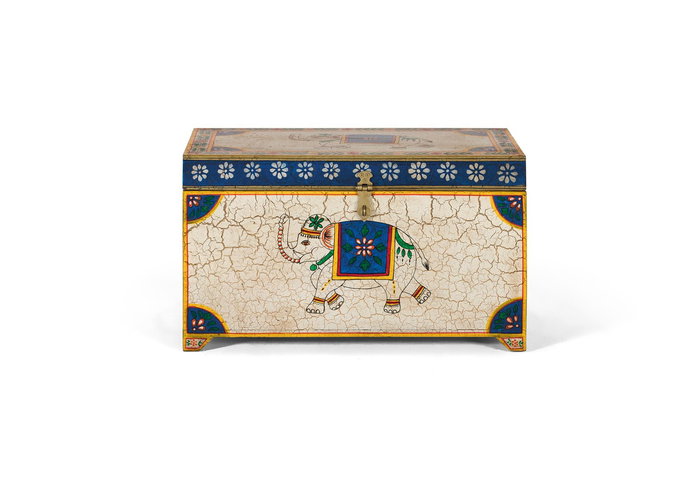 GINER Y COLOMER Baúl de Madera de Mango Pintado a Mano Multicolor 60x33x36 cm