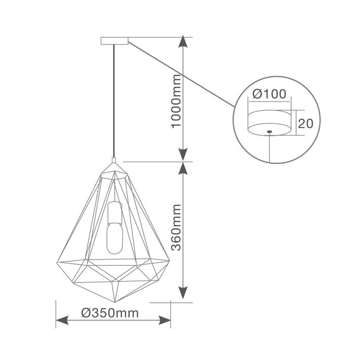 GSC Evolution Lámpara colgante Diamond E27 1M Negro