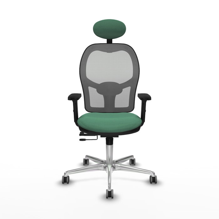 PIQUERAS Y CRESPO Silla de oficina Jorquera con mecanismo Sincro/Traslack, Tela Verde esmeralda y Malla Gris