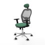 PIQUERAS Y CRESPO Silla de oficina Jorquera con mecanismo Sincro/Traslack, Tela Verde esmeralda y Malla Gris