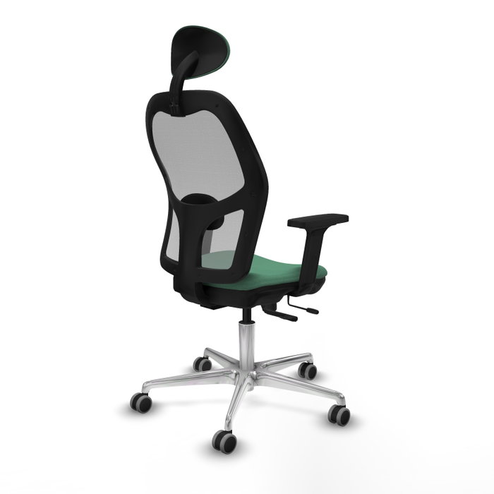 PIQUERAS Y CRESPO Silla de oficina Jorquera con mecanismo Sincro/Traslack, Tela Verde esmeralda y Malla Gris