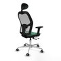 PIQUERAS Y CRESPO Silla de oficina Jorquera con mecanismo Sincro/Traslack, Tela Verde esmeralda y Malla Gris