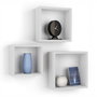 Inde Set de 3 Estantes Flotantes Decorativos, 25x25x9 cm, 20x20x9 cm y 15 cm, Color Blanco, Incluye Kit de Montaje (4 Unidades)