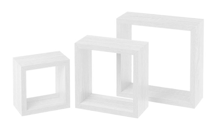 Inde Set de 3 Estantes Flotantes Decorativos, 25x25x9 cm, 20x20x9 cm y 15 cm, Color Blanco, Incluye Kit de Montaje (4 Unidades) Inde Set de 3 Estantes Flotantes Decorativos, 25x25x9 cm, 20x20x9 cm y 15 cm, Color Blanco, Incluye Kit de Montaje (4 Unidades)