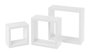 Inde Set de 3 Estantes Flotantes Decorativos, 25x25x9 cm, 20x20x9 cm y 15 cm, Color Blanco, Incluye Kit de Montaje (4 Unidades)