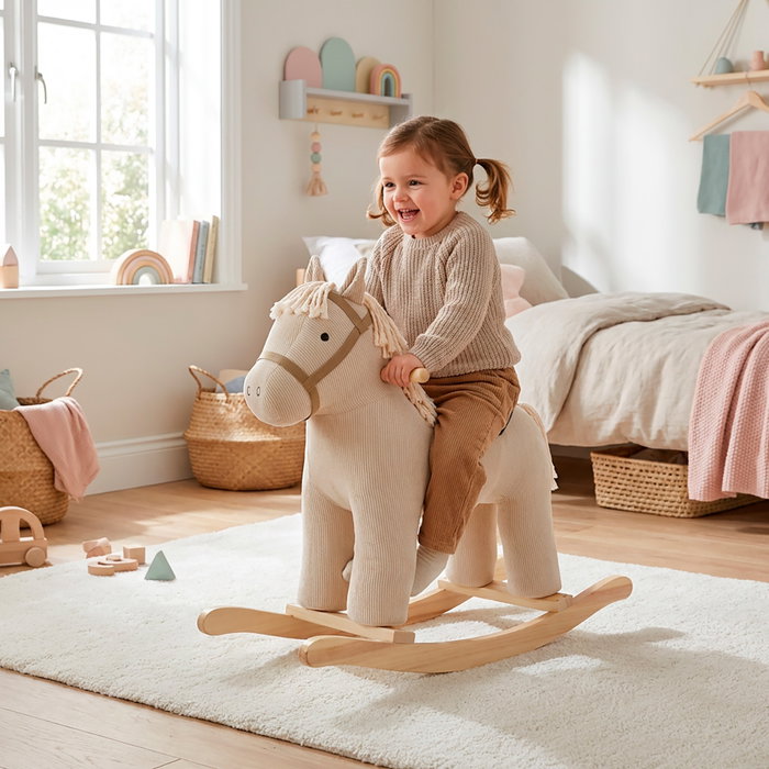 Tachan Caballo Balancín de Pana Beige con Sonido Realista +3 Años Tachan Caballo Balancín de Pana Beige con Sonido Realista +3 Años