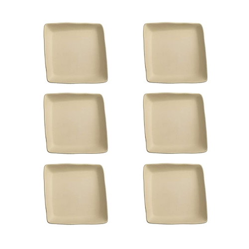 Summa Plato Llano Cuadrado Crema (Set de 6) de Gres, 21.5x21.5 cm