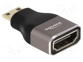 DeLOCK Adaptador HDMI Mini-C macho a HDMI hembra 8K 60 Hz Gris Metal 60080