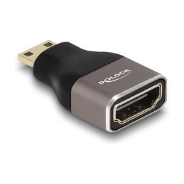 DeLOCK Adaptador HDMI Mini-C Macho a HDMI A Hembra, 8K 60 Hz, 7680x4320 Pixeles, Metal Gris