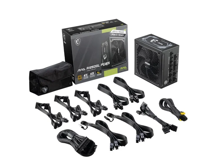 MSI MAG A1250GL PCIE5 1250W 80 PLUS Gold Modular ATX Negro MSI MAG A1250GL PCIE5 1250W 80 PLUS Gold Modular ATX Negro