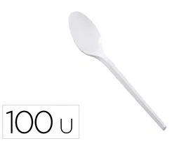 Blanca Cuchara Sopera de Plástico Blanco Reutilizable Paquete de 100 Unidades