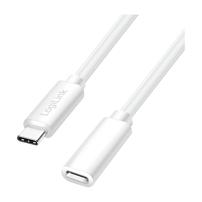 LogiLink Cable USB 2.0 Type-C C/M a C/F, 100W, 1 m, blanco LogiLink Cable USB 2.0 Type-C C/M a C/F, 100W, 1 m, blanco